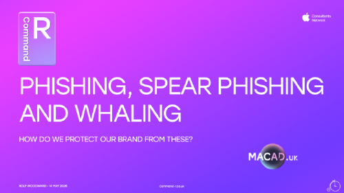 Title slide from my presentation on Phishing, Spear Phishing and Whaling.